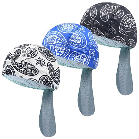 Ensemble de 3 Bandana Homme – Bandana Homme Casquette Cyclisme Velo randonnée Bandana Pirate sous Casque Velo Tissu aéré pour Na