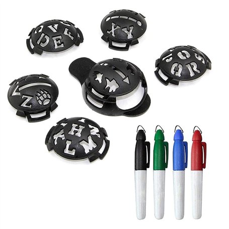 Brteyes Lot de 10 marqueurs de balle de golf - 6 pochoirs de marquage de balle de golf et 4 marqueurs de couleur pour accessoire