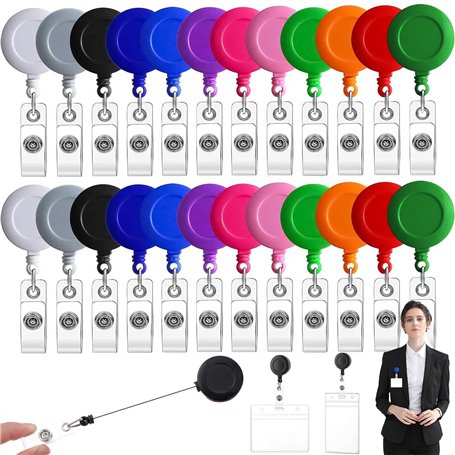 24 Pièces clip de badge rétractable