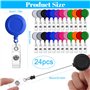 24 Pièces clip de badge rétractable, Porte badge Multicolore Enrouleur, Bobine de titulaire de carte d'identité avec Yoyo et Cor