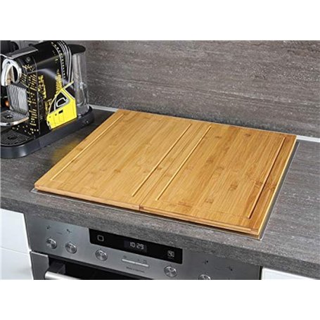 Lot de 2 couvre-plaques / planches à découper en bambou 50 x 28 cm