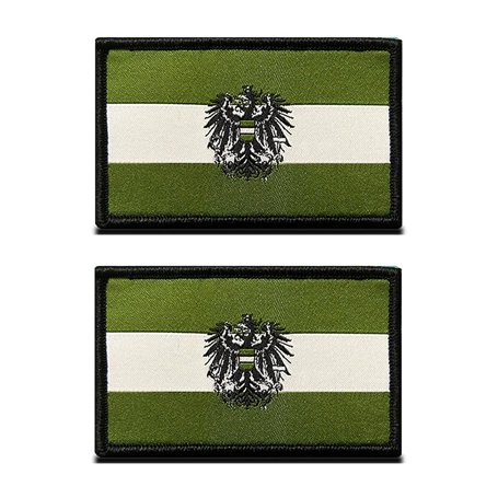 Lot de 2 écussons brodés motif aigle vert autrichien - Badge militaire tactique brodé - Emblème Hook and Loop - Pour vêtements