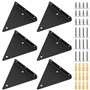 PINGEUI Lot de 6 supports d'étagère en métal noir - 140 x 130 x 26 mm - Support d'étagère murale invisible - Triangle caché - Su