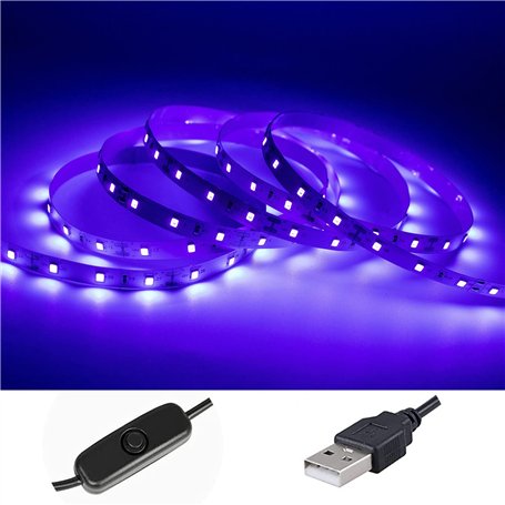 BAOMING UV Light LED Strip 3M USB Powered Black Light DC5V 12W Flexible Blacklight Strip Lights