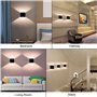 CHEVVY 2Pcs Applique Murale LED 7W Moderne Applique Murale Interieur Lumière Blanche Chaude 3000K Applique Murale Carrée Noir po