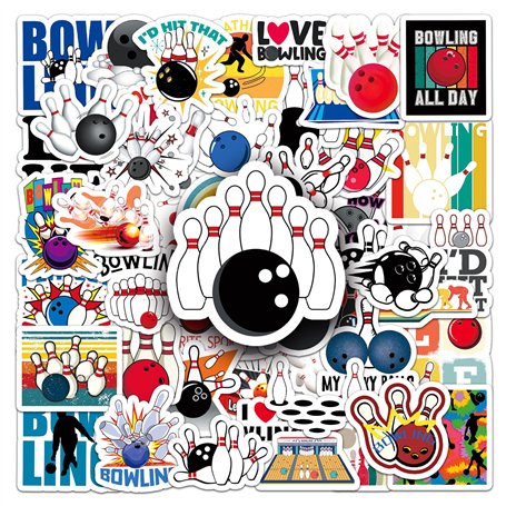 Lot de 50 autocollants de bowling amusants - Pour skateboard