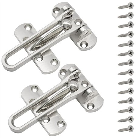 Ruidee Lot de 2 serrures de porte pivotantes en acier inoxydable - Verrou de sécurité pour la maison - Protection anti-effractio