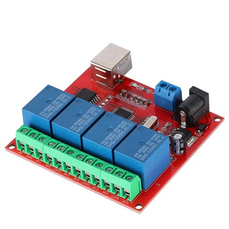 ASHATA Module de relais 4 canaux 12 V USB Smart Switch Contrôleur PC Module d'extension carte utilise une puce de contrôle USB i