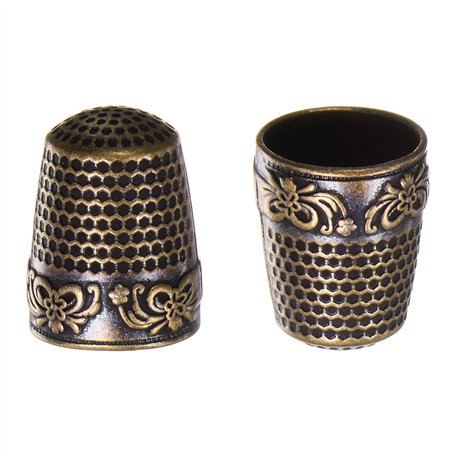 sourcing map 2pcs Couture Dé-à-coudre Cuivre Doigt Protecteur Doigt Bouclier Bout Doigts Matelassage Artisanat Broderie Accessoi