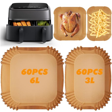 YAMAIDUO Papier Cuisson Air Fryer 120 Pièces Compatible avec Philips Dual 3000/5000 Series Cookwise