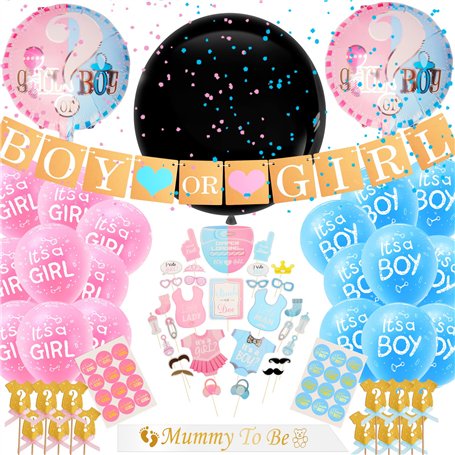 Kit de Décoration de Fête de Révélation de Genre 129 Pcs Ballon de Garçon ou Fille avec Guirlande Décoration Arche Gender Reveal