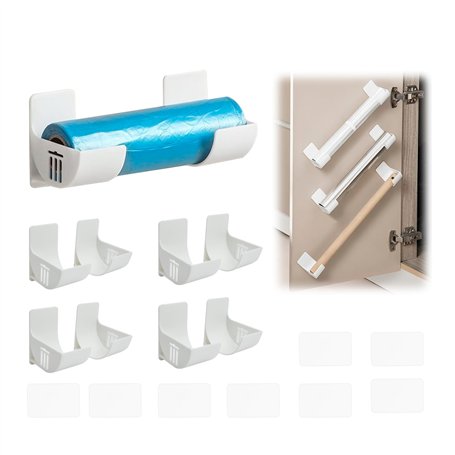 duozoanz Film Alimentaire Support Rangement Porte - Adhésif étagère Murale avec 4 Paires pour Armoire Salle de Bains Réfrigérate