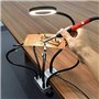 Support Multifonction Troisième Main Soudure, Avec 5 Bras Flexible secourable Pince clip réglable Loupe 3X et LED à 3 modes, ada