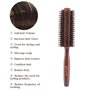 Brosse à cheveux ronde en bois de poils de sanglier naturels Brosse à cheveux antistatique pour coiffure, séchage, bouclage, ajo