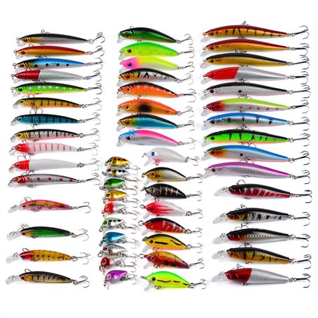 CHAWHO Leurre Peche Carnassier 56 pcs Pêche Kit Leurres - Artificielles Appat Leurres de Pêche Kit