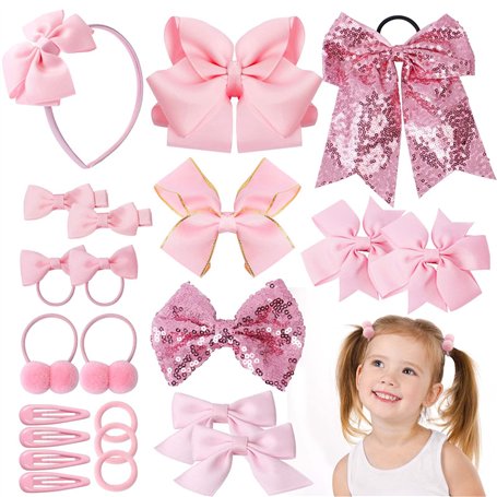 24 Pièces Set de Barrette Cheveux Pinces à Cheveux Elastique Cheveux Fille Nœud