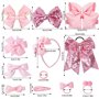 24 Pièces Set de Barrette Cheveux Pinces à Cheveux Elastique Cheveux Fille Nœud, Serre Tête Noeud, Noeud Accessoires pour Cheveu