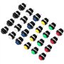 QWORK® Lot de 24 Interrupteurs à Bouton-Poussoir Momentané 16 mm - 3A 250V AC 2 Pôles - Assortiment de 6 Couleurs