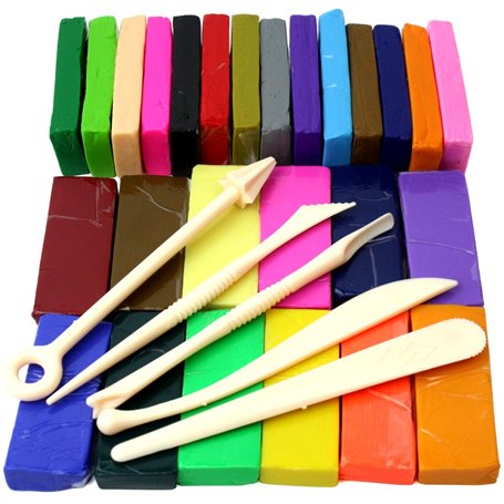 H&S Lot d'outils de modelage en Argile polymère 650 g 26 Couleurs