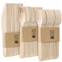 H&S Set Couverts Jetables en Bois - 150pcs - 50 Cuillères - 50 Couteaux - 50 Fourchettes - Cuillere Couteau et Fourchette Biodég