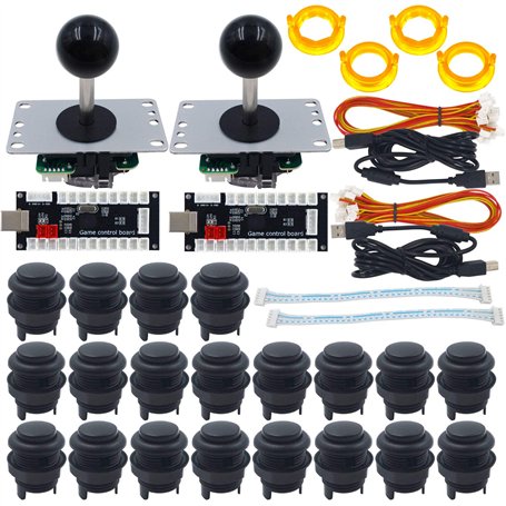 SJ@JX Joysticks de jeu arcade 2 joueurs Noir mat double encodeur USB sans latence 4 et 8 pour PC Mame Respberry Pi Retropie