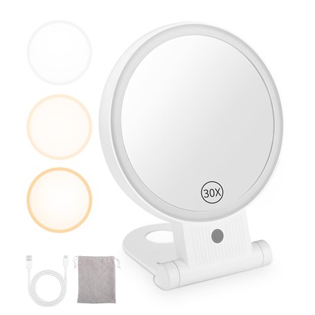 LEAZZLE Miroir grossissant avec lumière 30X
