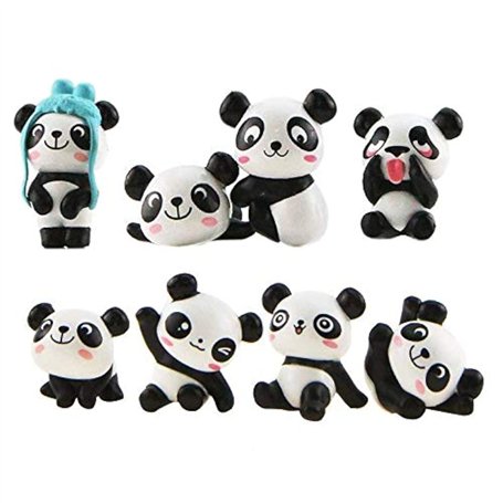 LHKJ 1 Lot de 8 pcs Mini Animal Miniature Panda Décoration，Mignon Jouets Figurines Décoration
