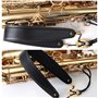 Sangles pour saxophone avec crochet, ceinture de transport, rembourrée, réglable, en cuir et mousqueton, ultra solide, pour saxo