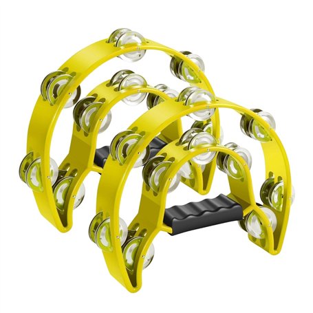 Flexzion Lot de 2 tambourins à main - 25 cm - Tambourin à percussion musical - Tambourin à double rangée en forme de demi-lune -