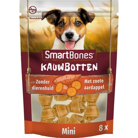 SmartBones Mini à la Patate Douce – 8 Mini Os à Mâcher Sans Peau d'Origine Animale pour Chien Adulte de Petite Taille - Très Fai