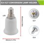 Lot de 20 adaptateurs E14 vers E27 - Convertisseur de culot de lampe E14 vers E27 - Adaptateur de culot de lampe E14 vers E27 - 