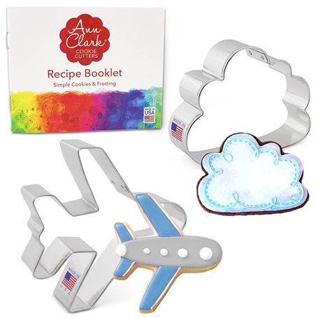 Ann Clark Cookie Cutters Ensemble de 2 emporte-pièces vol et voyage aérien avec livret de recettes
