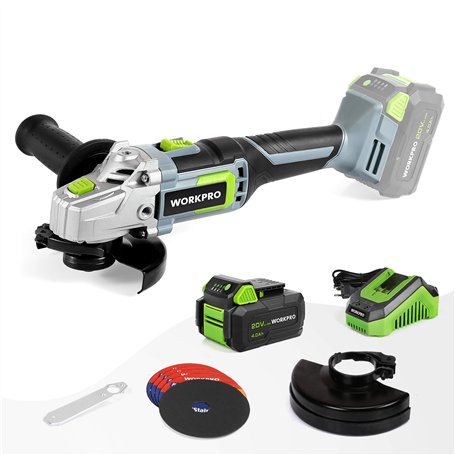 WORKPRO Meuleuse d'angle Electrique sans Fil 20V avec Batterie 4