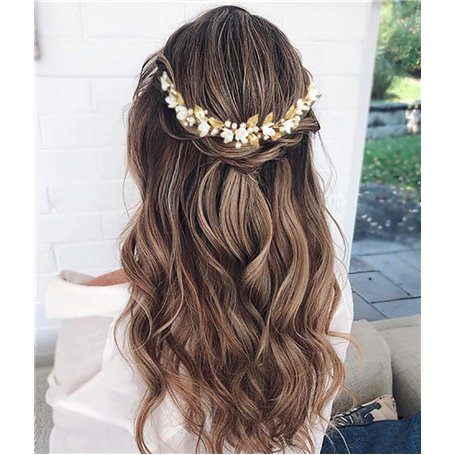 Unicra Or Mariage Perles De Cheveux De Cheveux De Vignes Fleur Feuille Headpieces Accessoires De Cheveux De Mariage Pour La Mari