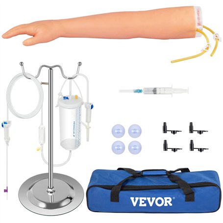 VEVOR Kit Phlébotomie Modèle Bras Pratique de Ponction Veineuse Vaisseaux Sanguins Latex Support pour Injection Intraveineuse Ac