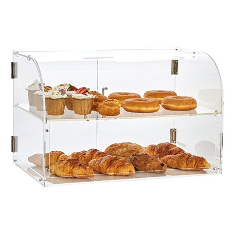 VEVOR Présentoir à Pâtisserie à 2 Niveaux Vitrine de Boulangerie Transparente en Acrylique Léger Étagère Présentation Pâtisserie