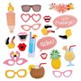 HOWAF 21 x Été Luau Hawaiian Fête Flamant Photobooth Accessoire pour Hawaïenne Tropical Tiki décorations, Fête de Anniversaire, 