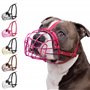 BRONZEDOG Pitbull Muselière pour Chien en métal Amstaff avec Sangles réglables en Cuir pour Grands Chiens (Rose)