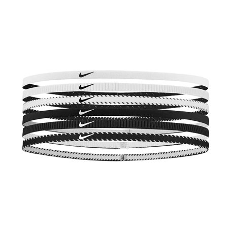 Nike Flex Classic Slim Headbands 6PK Bandes élastiques fines pour cheveux Sport W/B (6 unités)