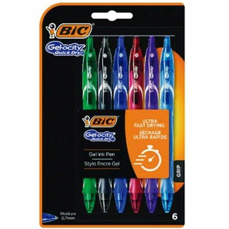 Ensemble de Stylos Bic Gelocity Quick Dry 964769 Noir Multicouleur (6 Unités)