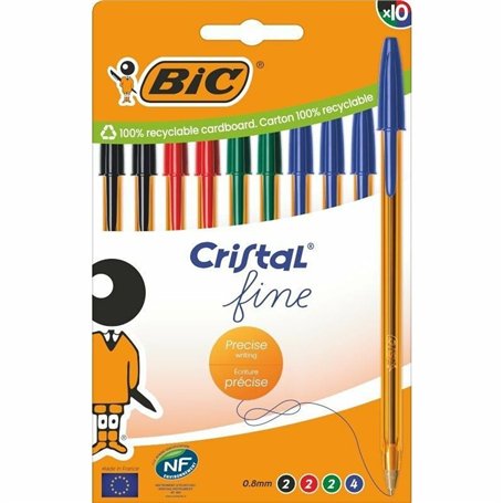 Ensemble de Stylos Bic Bic Cristal Fine 516356 Vert Multicouleur