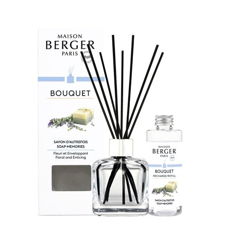 MAISON BERGER - Bouquet Parfumé Savon d'Autrefois - Diffuseur Parfum Maison + 8 Bâtonnets - Diffusion Longue Durée