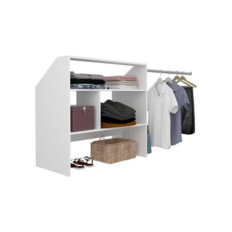 EINSACC Kit Dressing sous comble Artic EKIPA - Décor mélaminé Blanc - 1 penderie - L197 x P50 x H94 cm