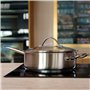 MENASTYL - Sauteuse professionnel 28cm en acier inoxydable avec couvercle en verre - 7520016