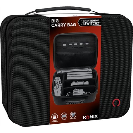 Konix Sacoche de protection et transport Big Carry Case console Nintendo Switch 2 - Filets rangement accessoires - 14 compartime