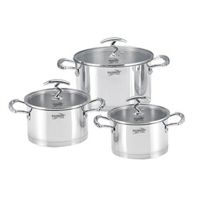 HAUSSMANN heritage- 6 Piéces Marmite/Faitouts en acier inox avec couvercles en verre－20/22/24cm－Haute Qualité - tous feux dont I