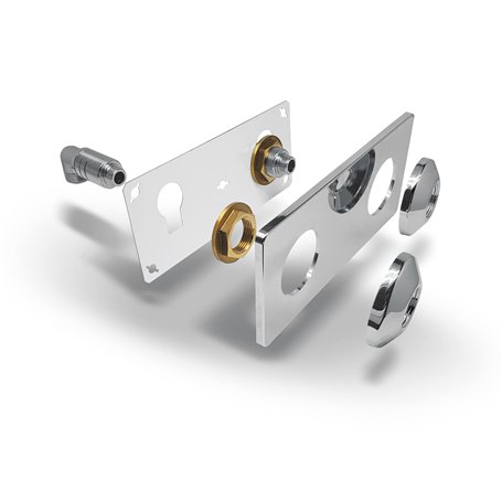 FIXSYSTEM Kit platine de sortie cloison alimentation mâle 15x21 (1/2) - sorties mâle 12x17 (3/8) pour robinet Lavabo/Evier - Ins