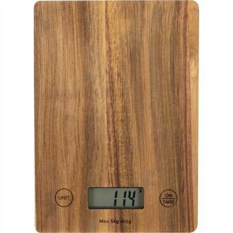 Balance de cuisine électronique - LIVOO - DOM492 - Plateau acacia - Max. 5 kg - 4 unités de mesure - Ecran LCD