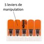 Wago - Lot de 5 bornes de raccordement S221 Compact - Connexion rapide - 5 conducteurs avec leviers 4mm² - Orange