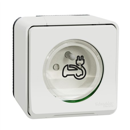 Schneider Electric - Mureva Styl - Prise courant 2P+T renforcee - saillie - IP55 - IK08 - EV - blanc - MUR39010